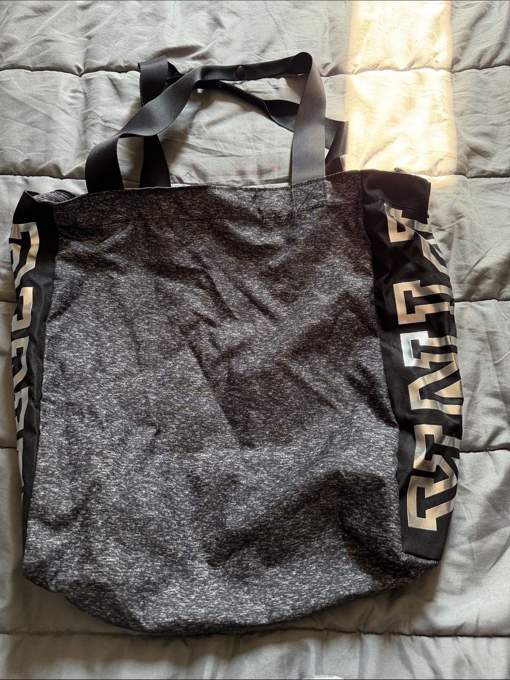 Women’s Gray Tote Bag with Black Accents